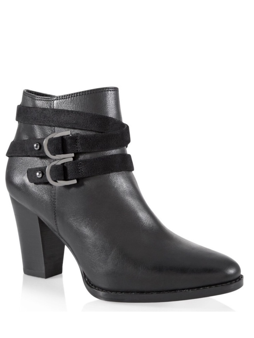 WHBM LEATHER MOTO ANKLE BOOTS